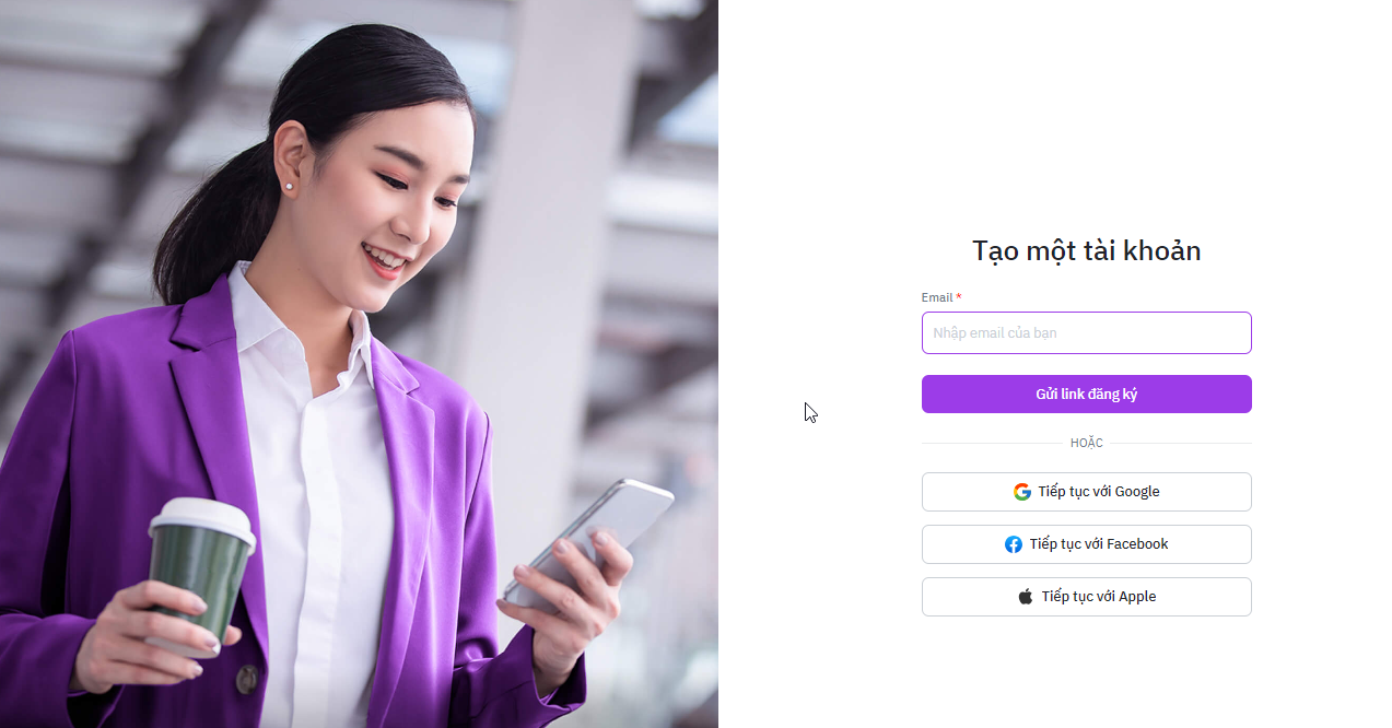 Người chơi nhập email vào ô trống theo yêu cầu